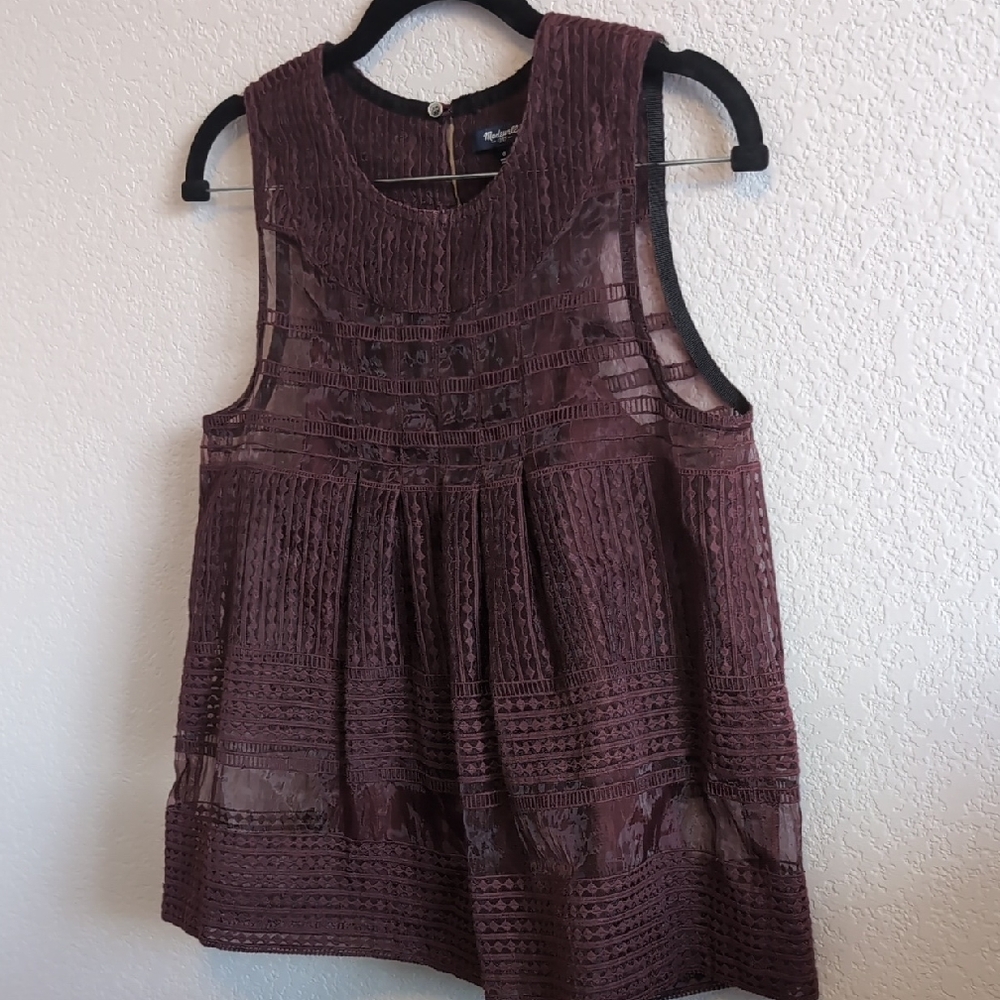 Madewell Lace Sleeveless Top - Deep Burgundy Size 0